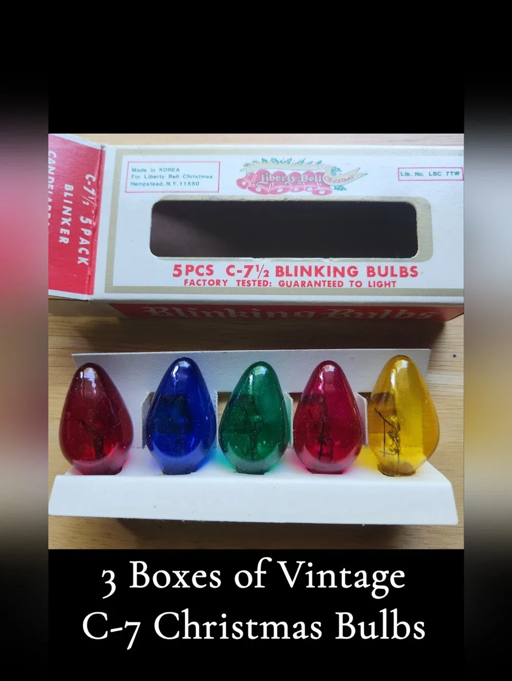 3 Boxes of Vintage Liberty Bell C-7 Blinking Glass Light Bulbs 15 Bulbs Total